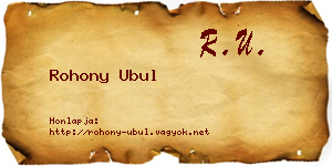 Rohony Ubul névjegykártya